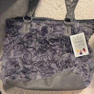 NWT Boutique Textured Gray Tote Bag